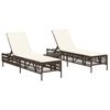 vidaXL liggestole 2 stk. med bord polyrattan brun
