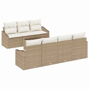 vidaXL Sofa S&aelig;t med pude 8 pcs Beige og creme polyrattan