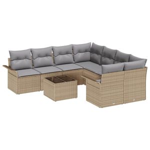 vidaXL Havesofa S&aelig;t 9 pcs Beige Poly rattan