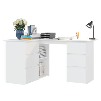 vidaXL skrivebord til hjørne 145x100x76 cm konstrueret træ hvid