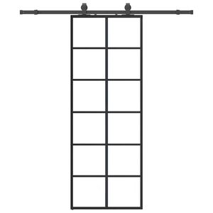 vidaXL skyded&oslash;r med hardwares&aelig;t 76x205 cm ESG glas sort