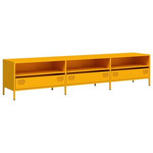 vidaXL tv-bord 202x39x43,5 cm koldvalset st&aring;l sennepsgul