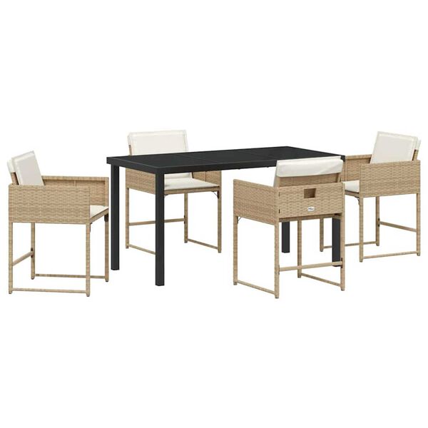 vidaXL Have Spisebordss&aelig;t 5 pcs Beige polyrattan