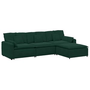 vidaXL modulsofa med fodskammel og hynder m&oslash;rkegr&oslash;n