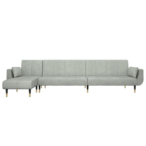 vidaXL L-formet sovesofa 275x140x70 cm velour lysegr&aring;