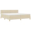 vidaXL LED Box Spring Bed med madras med LED Creme 200 x 200 cm Stof