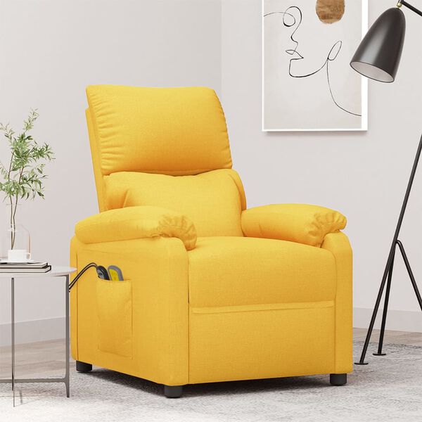 vidaXL massagestol med l&oslash;ftefunktion stof gul