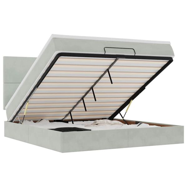 vidaXL osmannisk sengeramme med madrasser 180x200 cm fl&oslash;jl lysegr&aring;