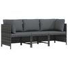 vidaXL 3-personers havesofa med hynder polyrattan gr&aring;