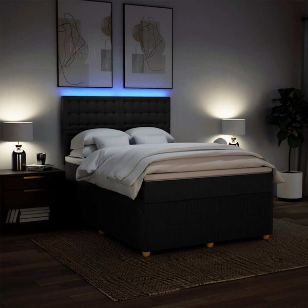 vidaXL kontinentalseng med madras 140x200 cm stof sort