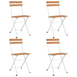 vidaXL foldbare bistrostole 4 stk. massivt akacietr&aelig; og st&aring;l