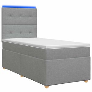 vidaXL Boxmadras med topmadras med hovedg&aelig;rde Lysegr&aring; 80 x 200 cm Stof