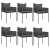 vidaXL havestole med hynder 6 stk. 54x61x83 cm polyrattan sort