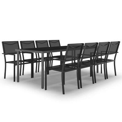 vidaXL udendørs spisebordssæt 9 dele stål