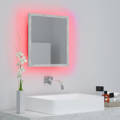 vidaXL badeværelsesspejl med LED-lys 40x8,5x37 cm akryl betongrå