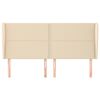 vidaXL sengegavl med kanter 203x23x118/128 cm stof cremefarvet