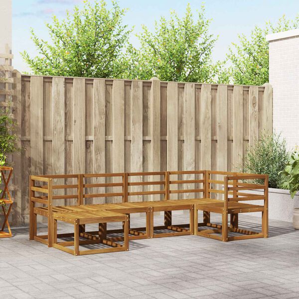 vidaXL Udend&oslash;rs sofagruppe med pude 6 pcs Naturlig og Fl&oslash;de