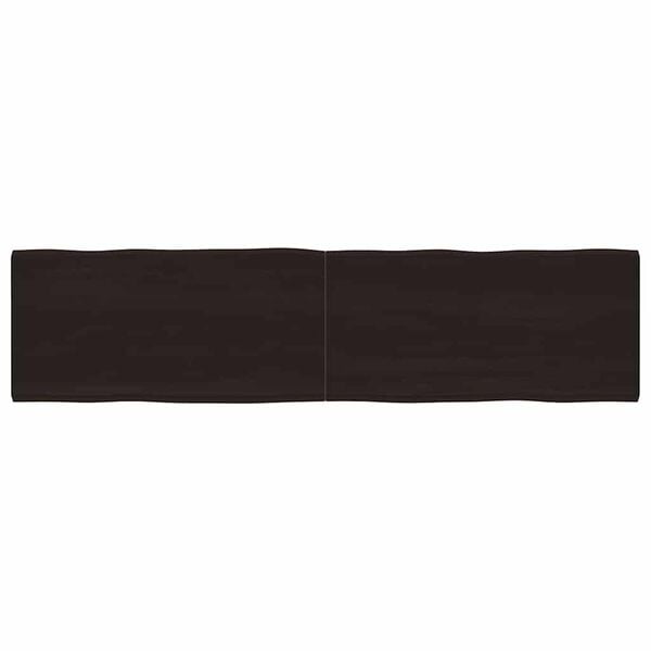 vidaXL bordplade 200x50x(2-4) cm naturlig kant behandlet træ mørkebrun