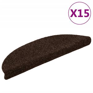 vidaXL trappem&aring;tter selvkl&aelig;bende 15 stk. 56x17x3 cm brune halvrunde
