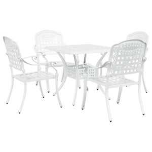 vidaXL Havebord s&aelig;t 5 pcs Hvid Gustt aluminium