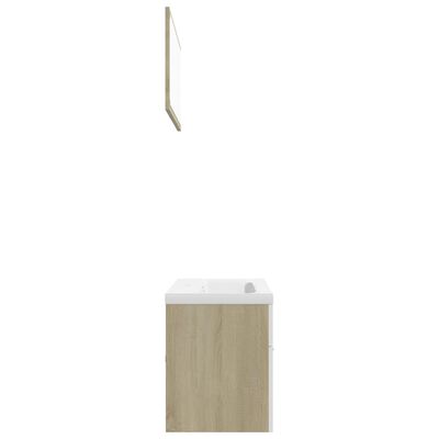 vidaXL badeværelsesmøbelsæt konstrueret træ hvid og sonoma-eg