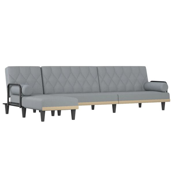 vidaXL L-formet sovesofa 260x140x70 cm stof lysegr&aring;