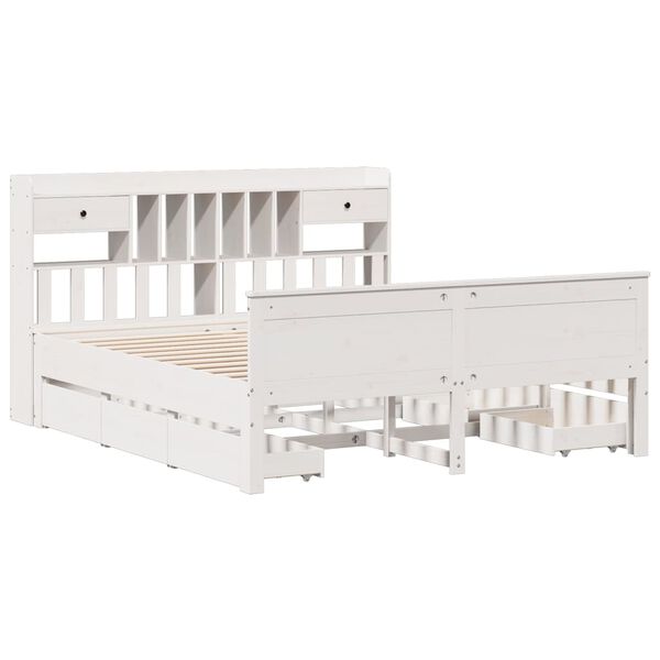 vidaXL seng med reol uden madras 180x200 cm massivt fyrretr&aelig; hvid