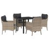 vidaXL Have Spisebordss&aelig;t med pude 5 pcs Lysegr&aring; polyrattan