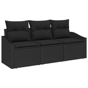 vidaXL Sofa S&aelig;t med pude 3 pcs Sort polyrattan