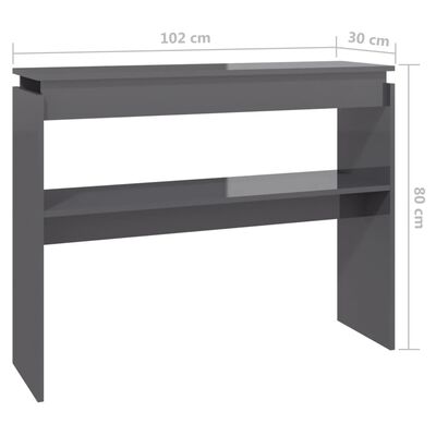 vidaXL konsolbord 102x30x80 cm konstrueret træ grå højglans