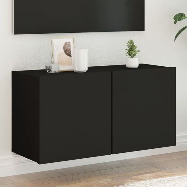 vidaXL væghængt tv-bord 80x30x41 cm sort