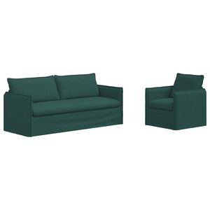 vidaXL Sofa 2 pcs M&oslash;rkegr&oslash;n 196 x 82 x 85 cm Stof