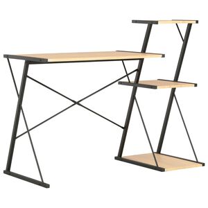 vidaXL skrivebord med hylde 116x50x93 cm sort og egetr&aelig;sfarve