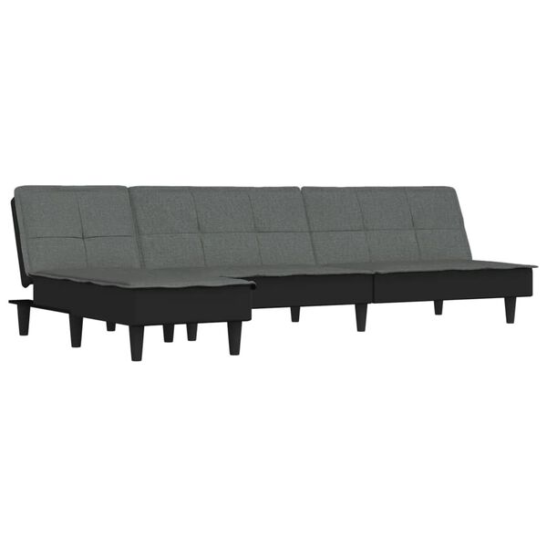 vidaXL L-formet sovesofa 255x140x70 cm stof m&oslash;rkegr&aring;