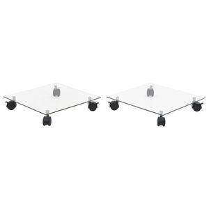 vidaXL plantevogn 2 stk. h&aelig;rdet glas 35 x 35 cm firkantet