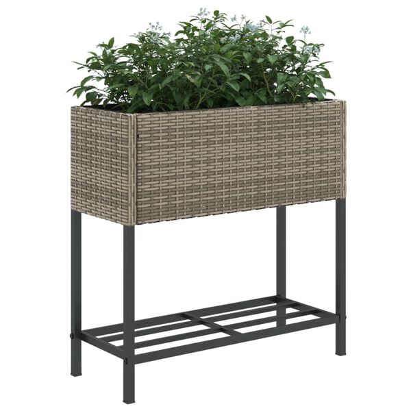 vidaXL plantekasser 2 stk. med hylde 70x28x70 cm polyrattan gr&aring;