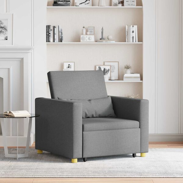 vidaXL Utr&aelig;kkelig sovesofa enkelt M&oslash;rkegr&aring; 90 x 165 x 87 cm Stof