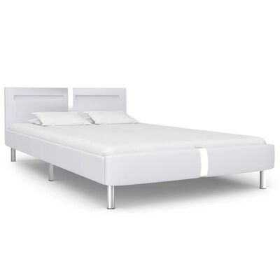vidaXL sengestel med LED 120 x 200 cm hvid kunstlæder