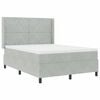 vidaXL Box spring seng med LED-lysstrimler Lysegr&aring; 140 x 200 cm Fl&oslash;jl