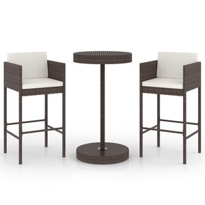 vidaXL bars&aelig;t til haven 3 dele med hynder polyrattan brun