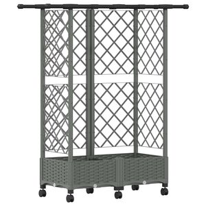 vidaXL H&aelig;vet Bed med Trellis og Tag Lysegr&aring; 124 x 40 x 127 cm PP