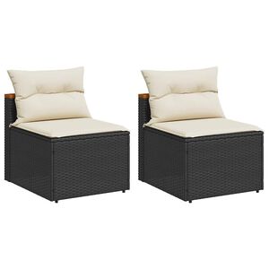 vidaXL sofamoduler til haven 2 stk. med hynder polyrattan sort