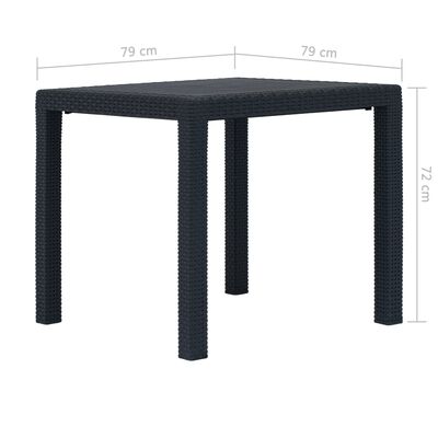 vidaXL udendørs spisebordssæt 5 dele plastik rattanlook antracitgrå