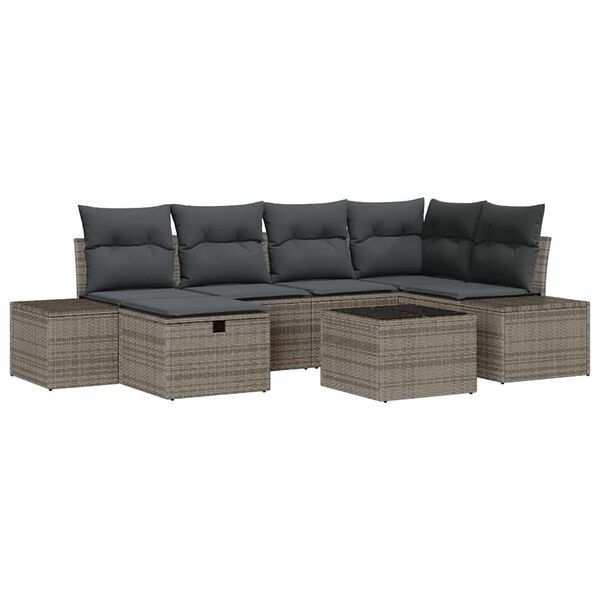vidaXL Sofa Sæt med pude 7 pcs polyrattan