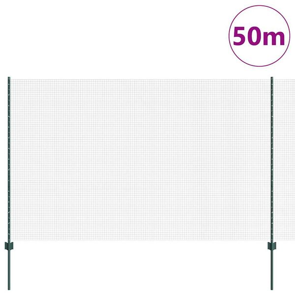 vidaXL Hegn med post Grøn 1,5 x 50 m Stål og PVC