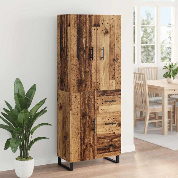 vidaXL Highboard med skuffe 2 pcs Gammelt tr&aelig; 69,5 x 34 x 180 cm