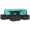 vidaXL Havesofa S&aelig;t 6 stk. 4-Antal s&aelig;der Sort og Bl&aring; polyrattan