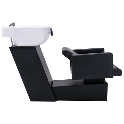 vidaXL frisørstol med vask 129x59x82 cm kunstlæder sort og hvid
