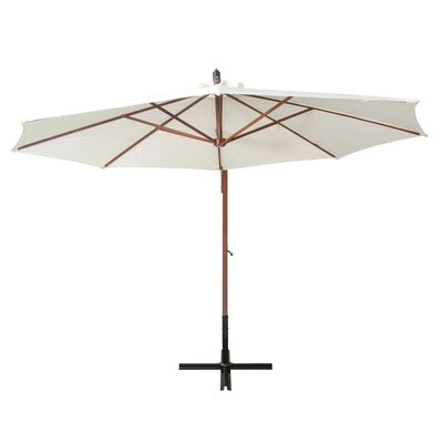 vidaXL hængende parasol 350 cm træstang hvid