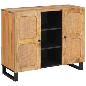 vidaXL Highboard med opbevaring Brun 90 x 33 x 75 cm Massivt mangotr&aelig;